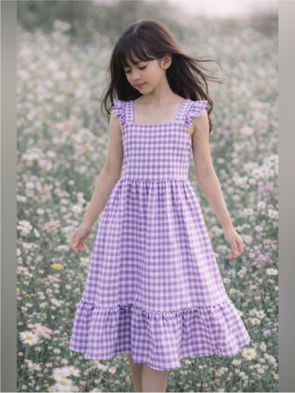 Cat & Jack Purple Gingham Ruffle Strap Dress